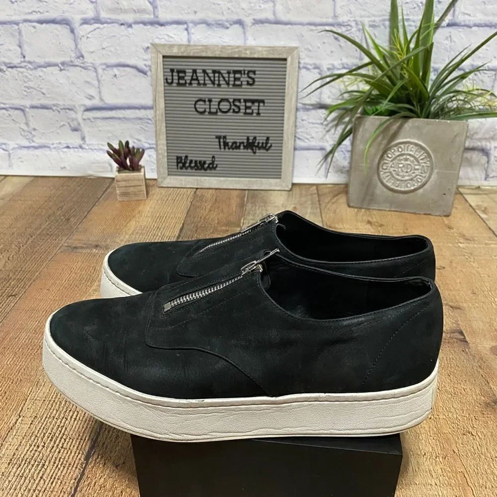 Vince warner nubuck leather platform zip sneakers